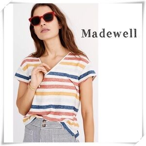 MADEWELL Skyline V-Neck Tee in Jay Stripe Style #L2819